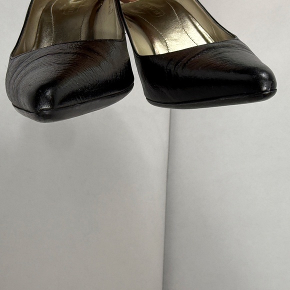 Coach Black Point Toe Pebbled Leather Amy Heels - Picture 6 of 8